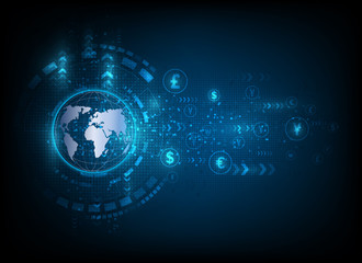 Currency exchange technology Blue abstract speed network eps10 vector illustration