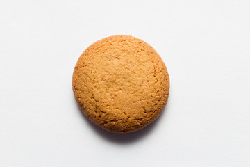 Homemade oatmeal cookie on the white background