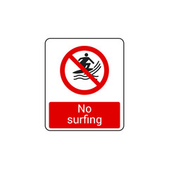 No Surfing Sign Vector Isolated On White Background. Warning Symbol Vector Icon