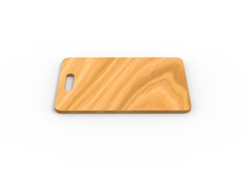 Wooden cutting board, chopping board mockup template on isolated white background, 3d illustration
