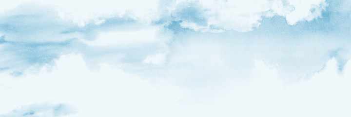 Blue sky and clouds Abstract design with watercolor nature background © Artnizu