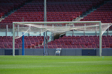 imagem interna de um campo de futebol profisional. Campeonato europeu de futebol. 
