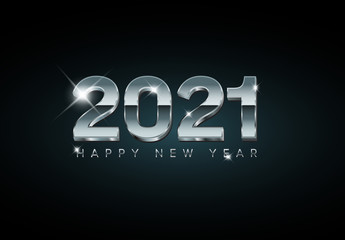 Vector Modern minimalistic Happy new year card 2021