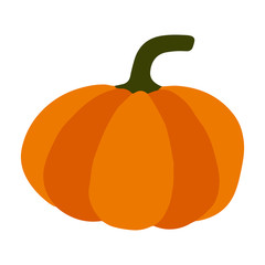 Single design element pumpkin. Flat style hand drawn illustration for sticker, pattern, logo design, clothes design and other autumn design. Hygge fall illustration. Healthy food, diet, organic food.