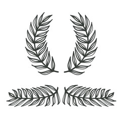 Fototapeta premium hand drawn olive branches and wreath on white for design element on white, stock vector illustration