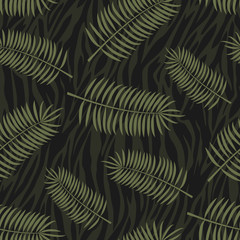 seamless tropical leaf pattern and background vector illustration