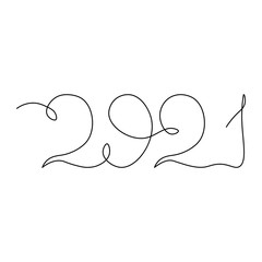 One line drawing style number 2021. Year of the cow.