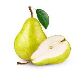 Pear with half isolated on white background