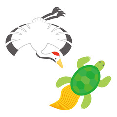 かわいい鶴と亀-Crane and turtle