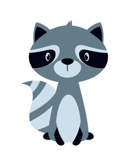 cute cartoon raccoon isolated on white background