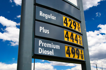Sky High Gas Price Sign - Premium Diesel $4.99 a Gallon