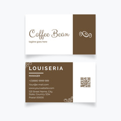 Beauty brown Coffee bean minimalist business card template eps10