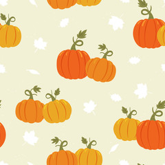 Cute hand drawn pumpkin seamless pattern, hand drawn pumpkins - great as Thanksgiving background, textiles, banners, wallpapers, wrapping - vector design