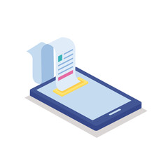 smartphone with paper receipt isometric style