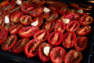Sun dried tomatoes with olive oil and herbs