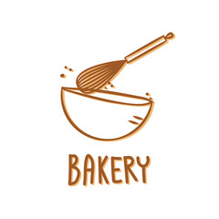 Bakery logo design. Bakery sign vector. Whisk logo design.