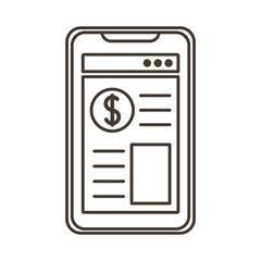 smartphone with financial template line style icon