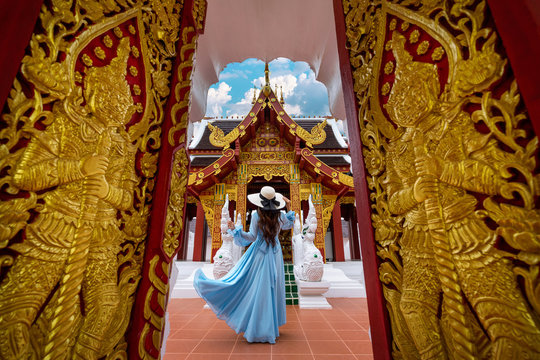 Tourist visiting at Wat Khua Khrae in Chiang rai, Thailand.