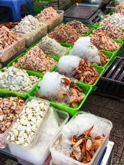Fresh fish on display at the market in Vietnam. 
