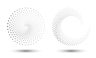 Circle dots backdrop. Halftone shapes, abstract logo emblem or design element for any project. Vector EPS10 illustration.