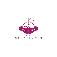 golf logo illustration circle planet ball design template vector