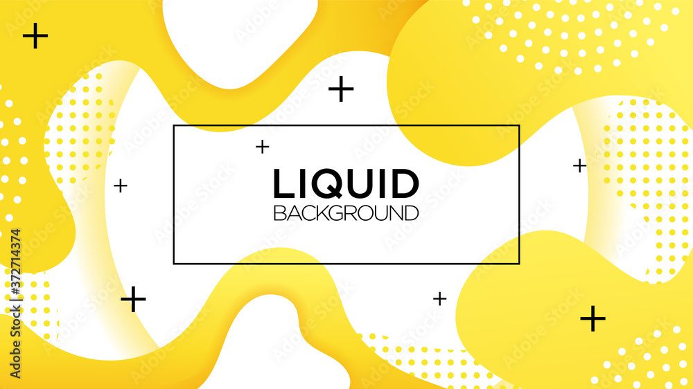 Wall mural creative fluid, liquid, wavy, wave dynamic 3d shapes on light yellow background. design graphic vect