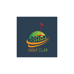Golf logo illustration flag ball design template vector background