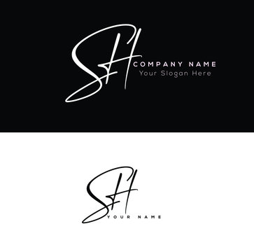 S H SH  Initial letter handwriting and signature logo. Beauty vector initial logo .Fashion, boutique, floral and botanical	