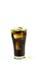 glass of cola with ice