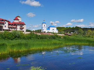 View from the Volga river to the Church in honor of the icon of the mother of God 