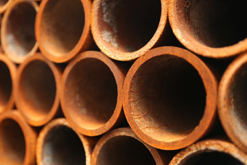 Rusty pipe stack close up 