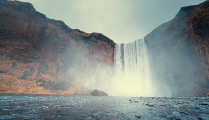 Skogafoss waterfall, autumn time, Iceland