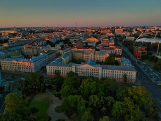 Aerial view of Minsk, Belarus in summer 2020