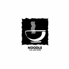 Fast food line icon - noodle logo design illustration.