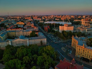 Aerial view of Minsk, Belarus in summer 2020