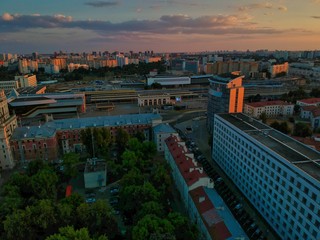 Aerial view of Minsk, Belarus in summer 2020