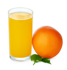 Fresh orange juice in glass isolated on white