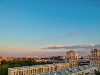 Aerial view of Minsk, Belarus in summer 2020