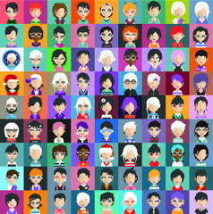 Fototapeta na wymiar Set of color, different avatar