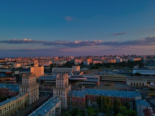 Aerial view of Minsk, Belarus in summer 2020