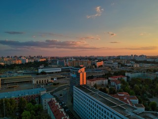 Aerial view of Minsk, Belarus in summer 2020
