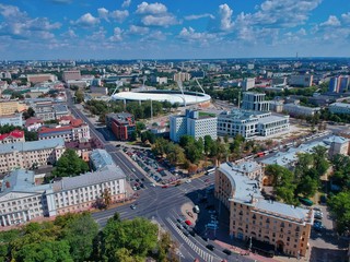 Aerial view of Minsk, Belarus in summer 2020