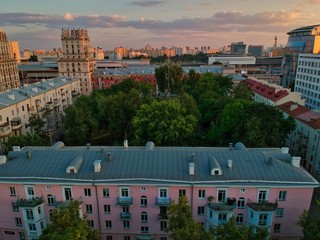 Aerial view of Minsk, Belarus in summer 2020