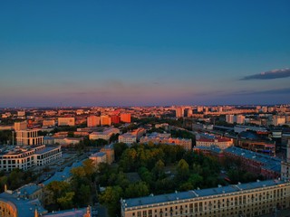 Aerial view of Minsk, Belarus in summer 2020