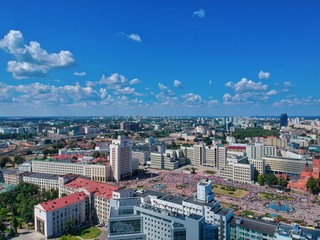 Aerial view of Minsk, Belarus in summer 2020