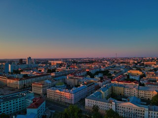Aerial view of Minsk, Belarus in summer 2020