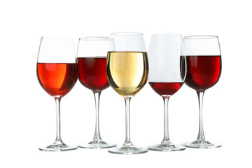 Glasses of wine isolated on white background