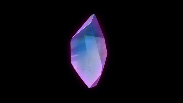 Colourful crystal rotating on transparent background 3D render 2k loop