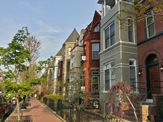 Fototapeta na wymiar Colorful row houses of Washington, DC