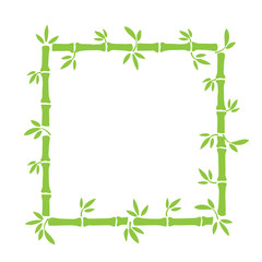 Green bamboo hand drawn border element for card design on white, stock vector illustration